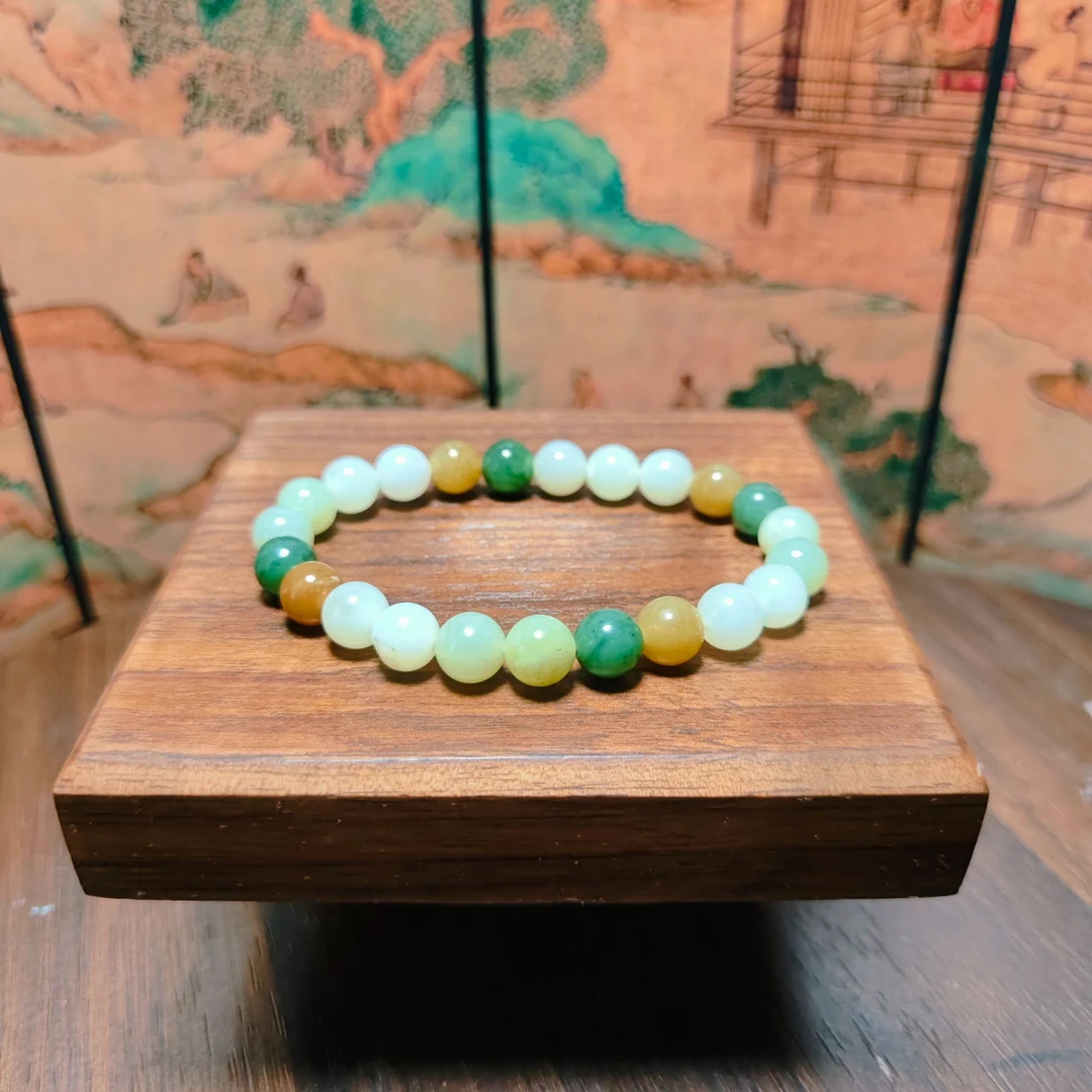 Q和田玉多宝圆珠手串（卡8）1018