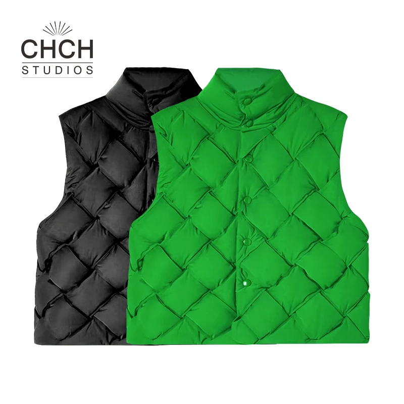 RAQYR10203设计感时尚编织立领休闲坎肩马甲外套女