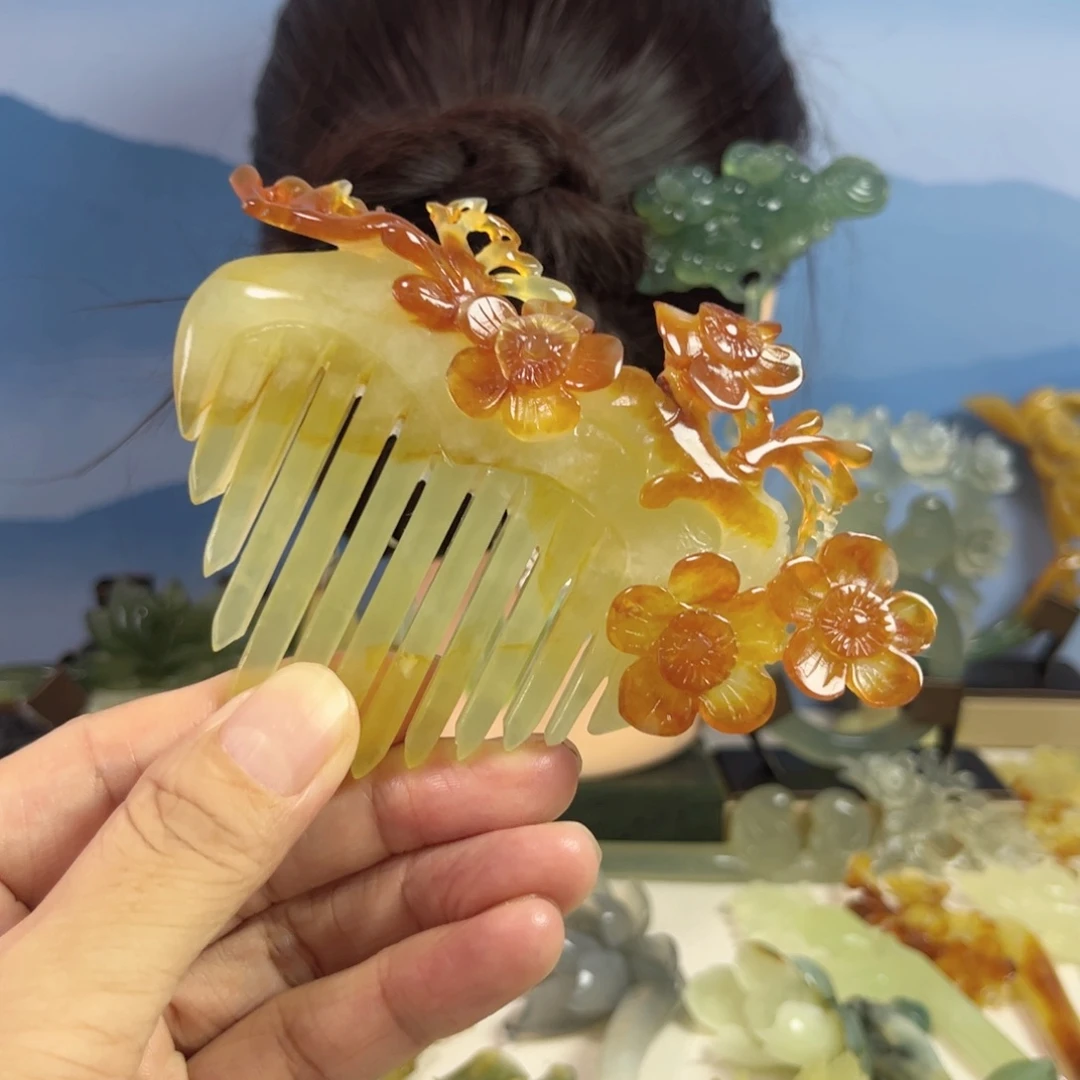 六***奶蛇纹石玉合金发饰