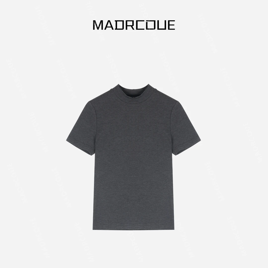 MADRCOUE 简约百搭小立领半袖T恤短袖703024