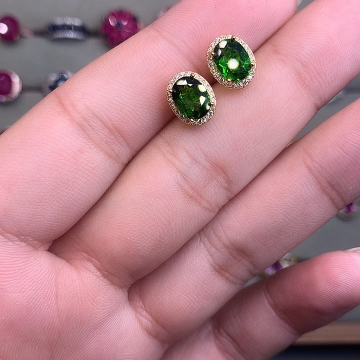 耳饰银S925镶嵌透辉石