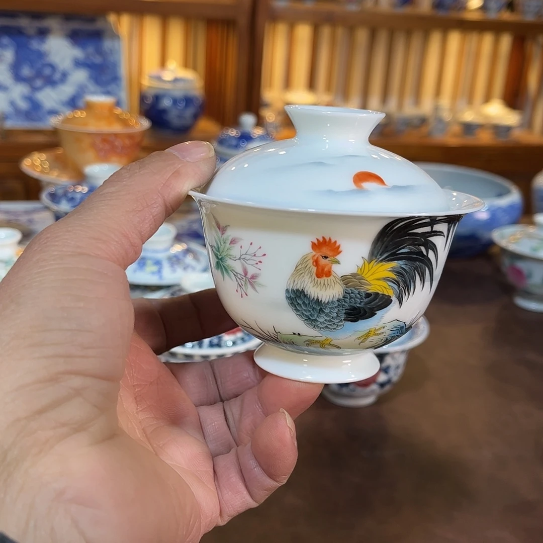 錡镇堂手工手绘盖碗