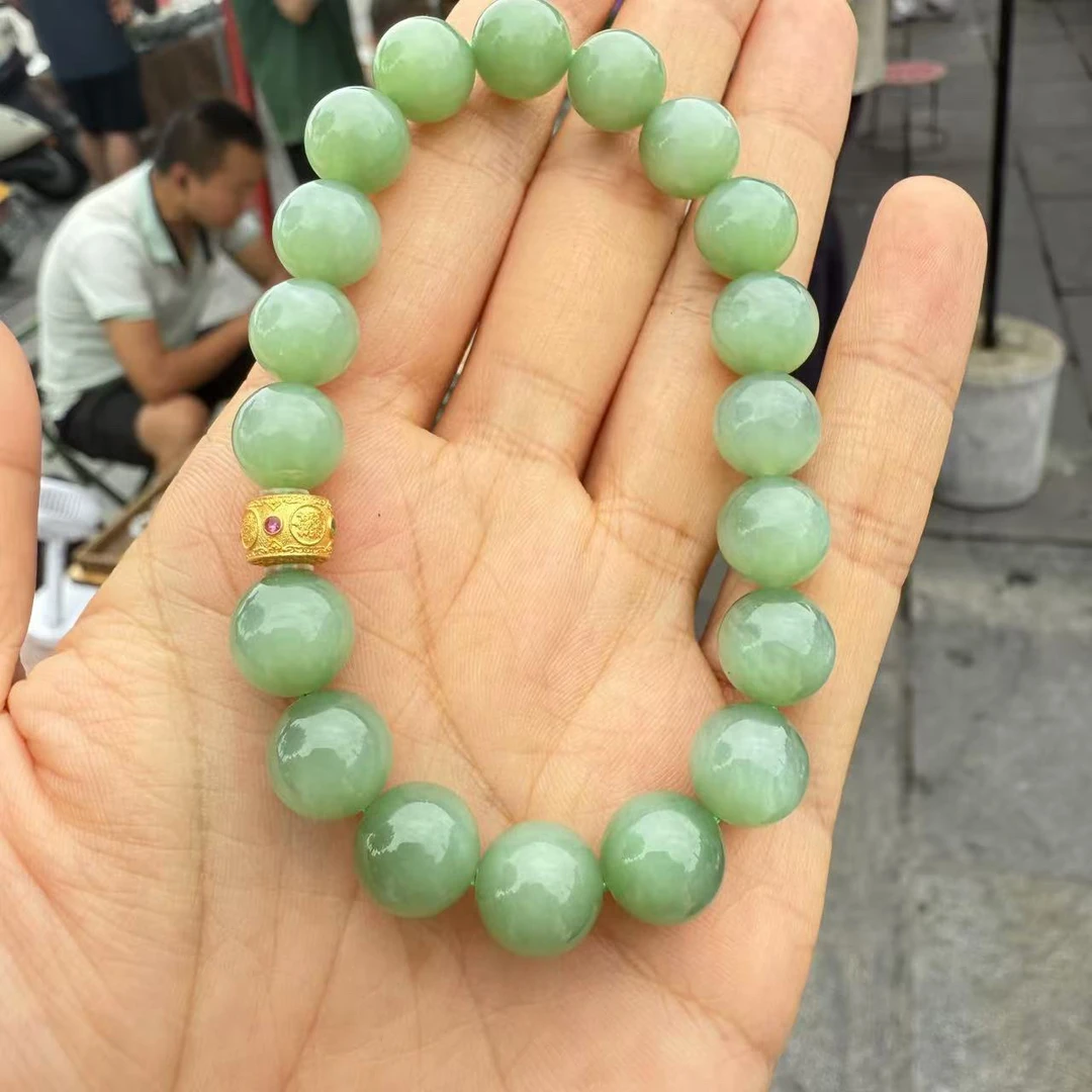 和田玉颈饰18k金镶嵌猫眼手串拍一发一