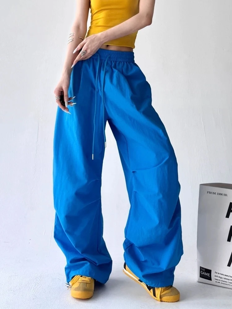 美式hiphop街舞阔腿工装裤女夏季轻薄透气户外速干运动休闲伞兵裤