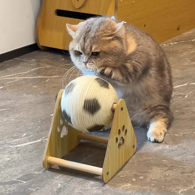 立式滚球猫抓板耐磨不掉屑足球剑麻球猫咪自嗨耐咬宠物玩具球