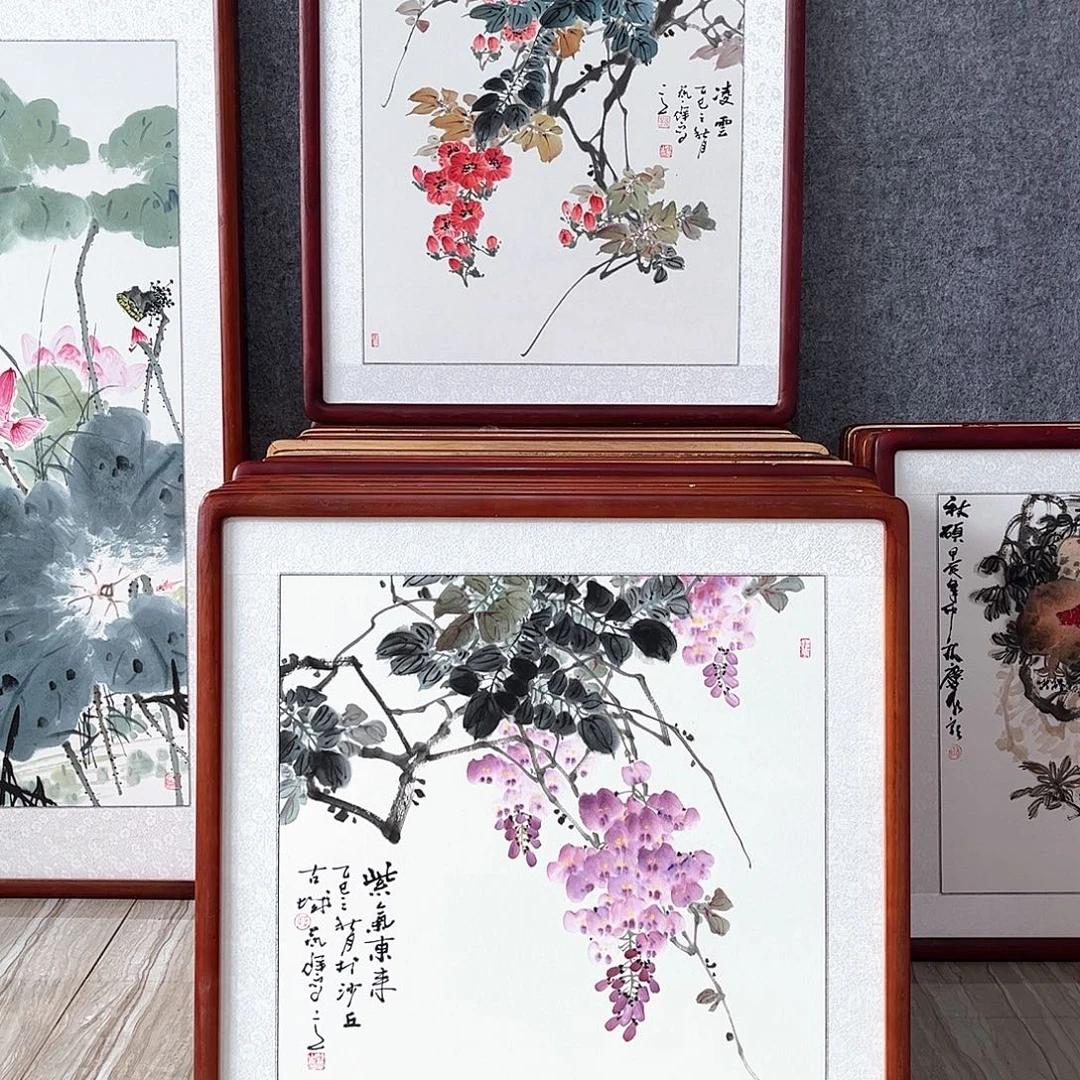 国画书画作品带框63×63