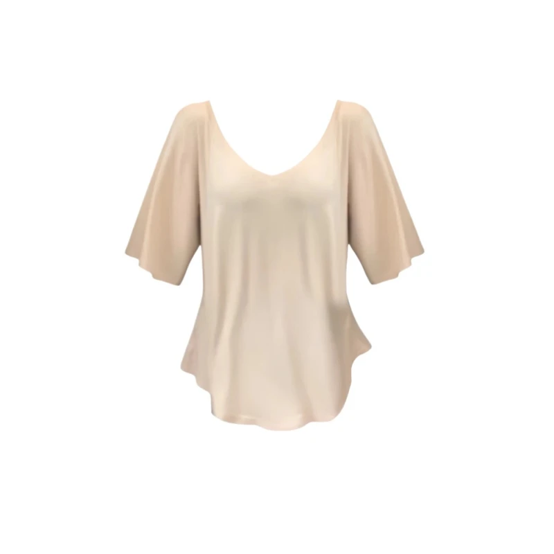 面膜感透气薄款五分袖T恤女2025夏新款微胖mm纯欲风显瘦遮肉上衣