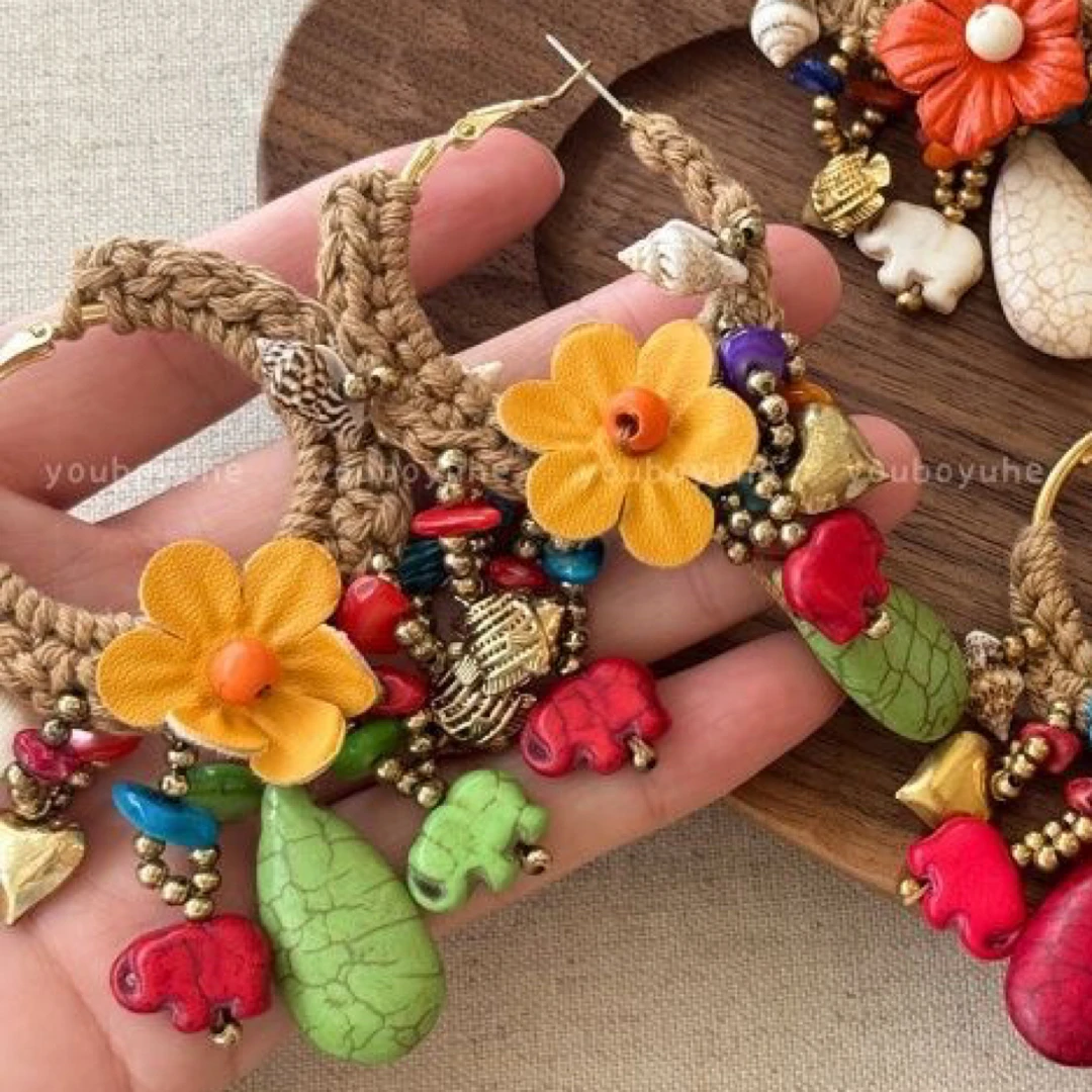 铜合金树脂布艺耳饰 直播选品 孤品居多