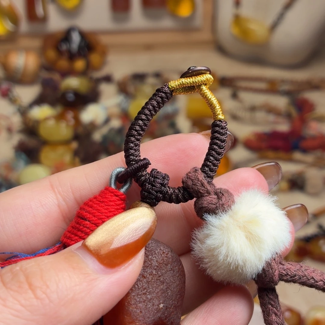 风***景琥珀未镶嵌颈饰棕色流苏