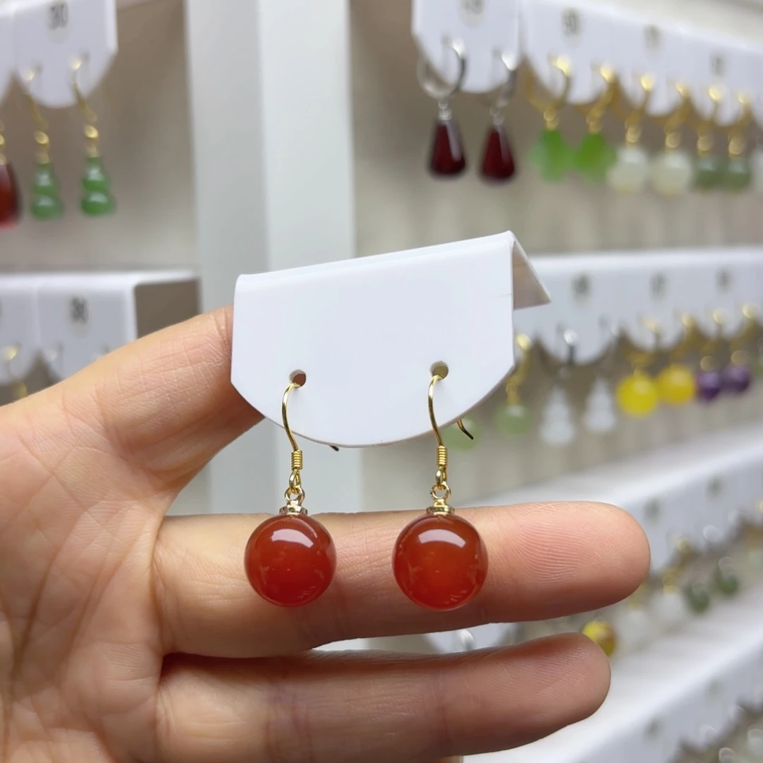 银S925镶嵌耳饰玛瑙/玉髓