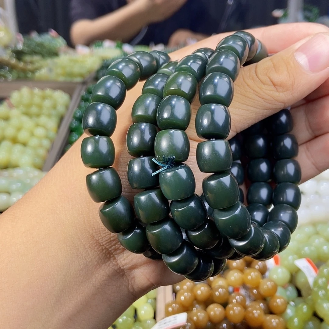 手串未镶嵌和田玉纯天然卡12新疆且末料沙枣青手串多样性发一