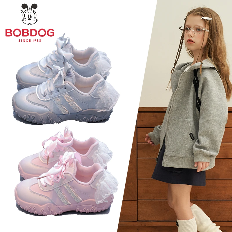 Bobdog/巴布豆软底运动鞋阿甘鞋2025大童款男宝宝公主鞋皮面板鞋