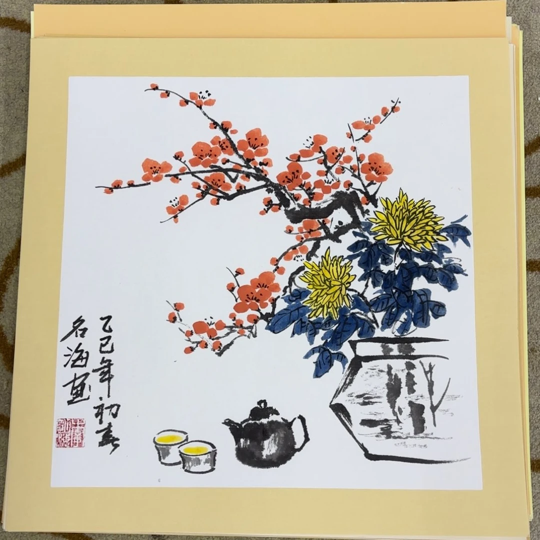 国画李名海斗方花鸟