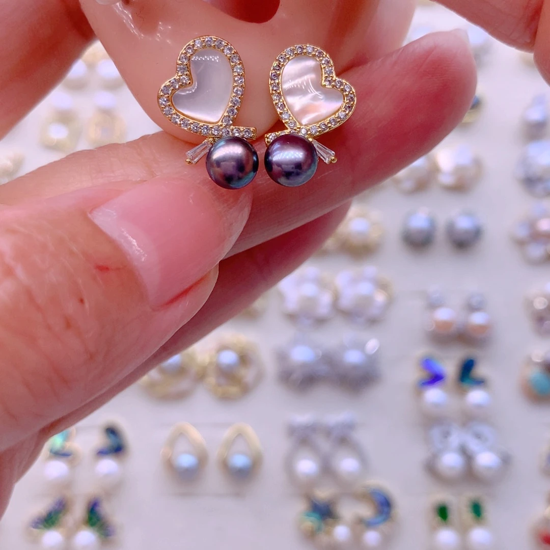 合金淡水珍珠耳饰