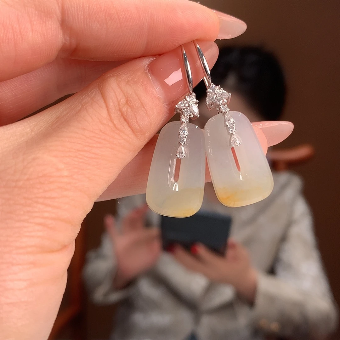 胶***暖18K金镶嵌翡翠耳饰耳饰
