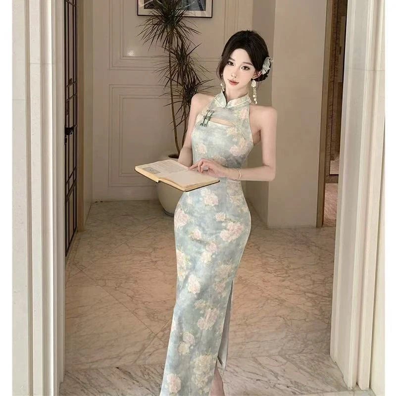 春款国风清冷浅色新中式显瘦旗袍 争宠绿