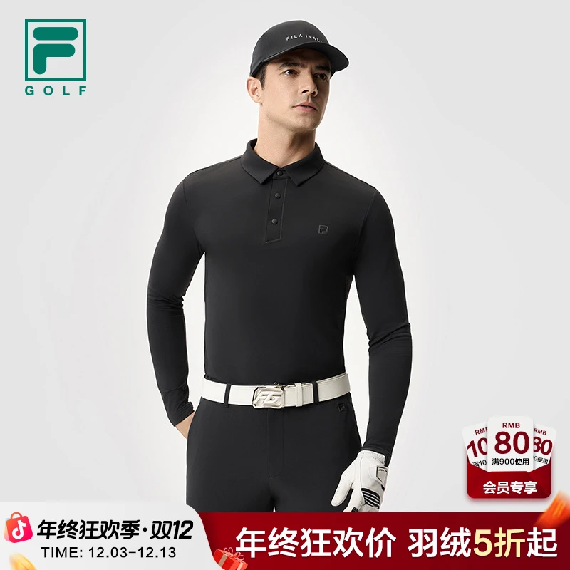 FILA斐乐男装高尔夫2025新款长袖针织舒适户外POLO衫A11M515219F