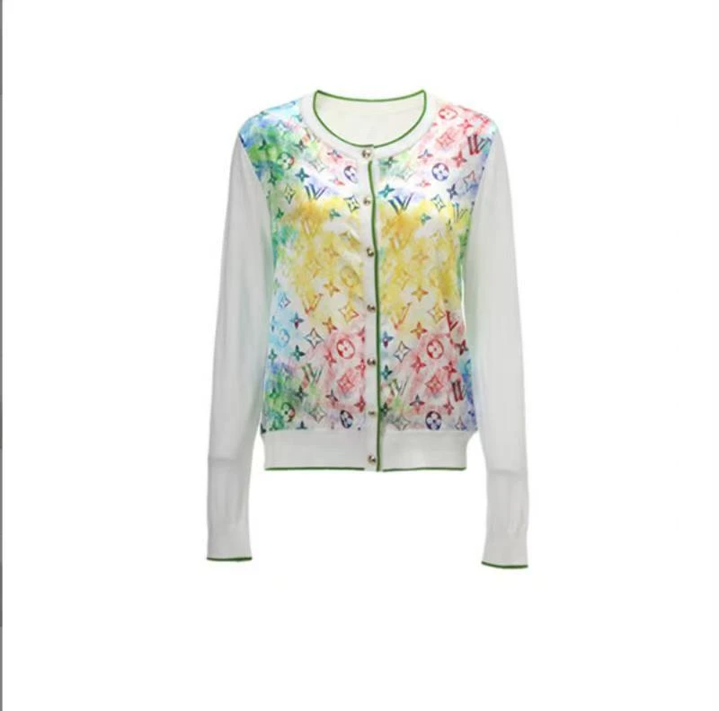 【847】春夏新品重奢桑蚕丝印花长袖时尚开衫气休闲通勤女上衣