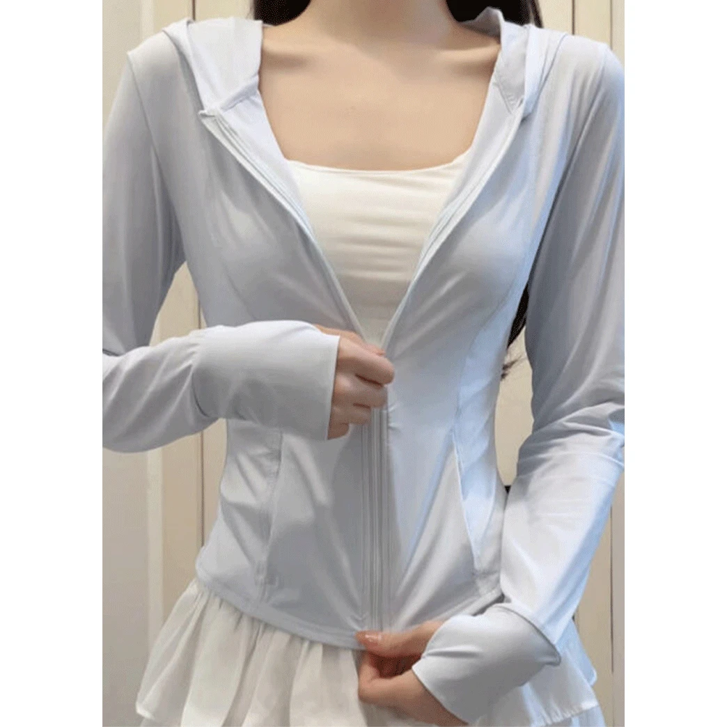 新款夏季防晒衣女款运动短外套修身显瘦辣妹穿搭休闲长袖防晒服