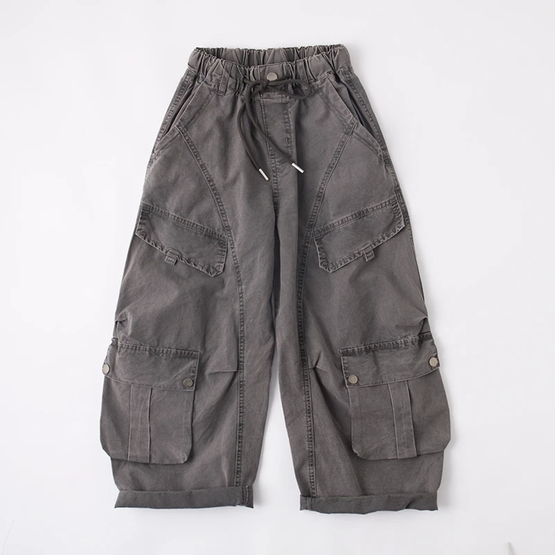 吴小越W1089男童散兵工装裤子儿童棉布口袋长裤男孩休闲运动裤