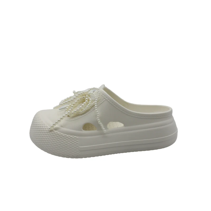 夏季凉拖凉鞋夏半拖包头拖鞋拖透气包头珍珠纯色松糕底百搭32003