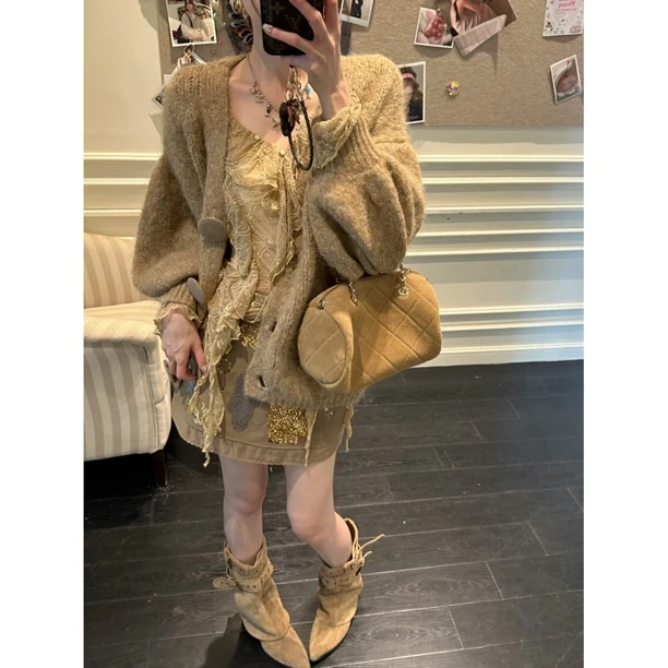 【赵小小&温暖絮语】82113 主播自留款羊毛宽松外套慵懒风软糯针织