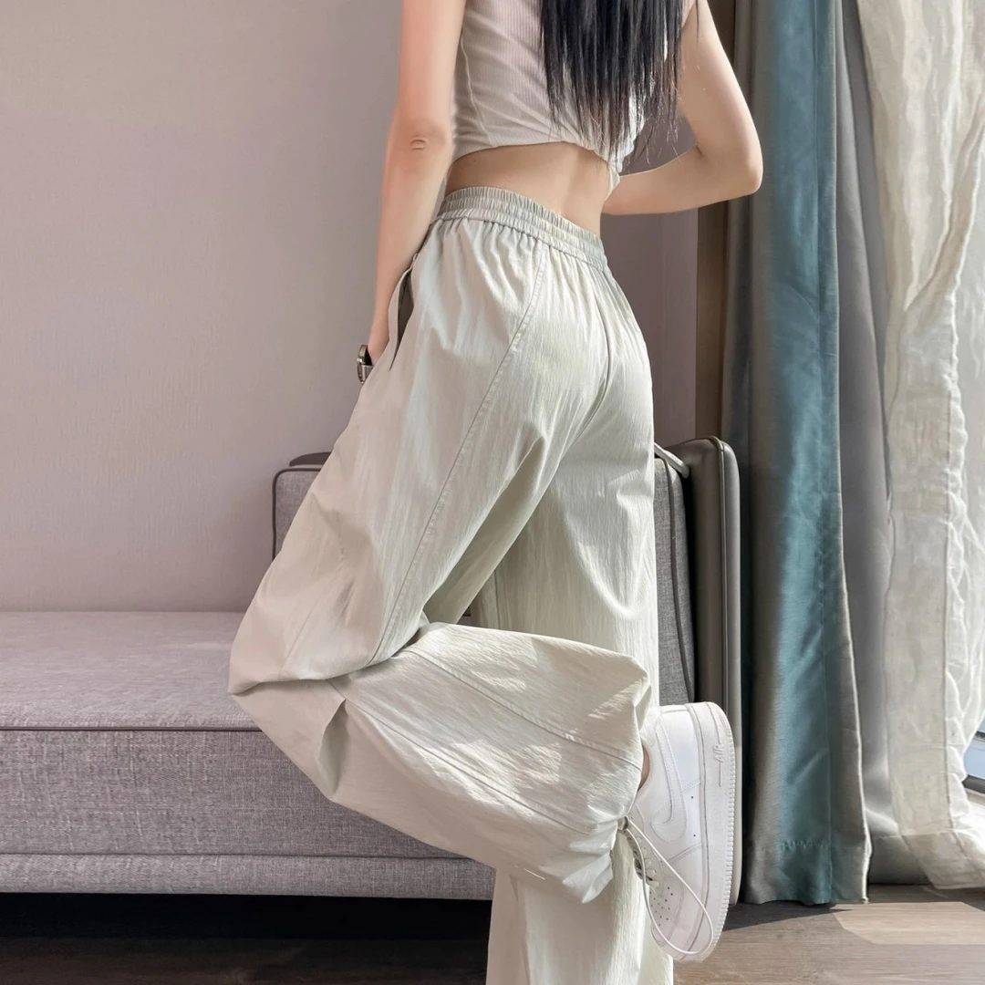 冰丝速干工装裤女夏季薄款宽松阔腿休闲防晒伞兵束脚登山运动裤子
