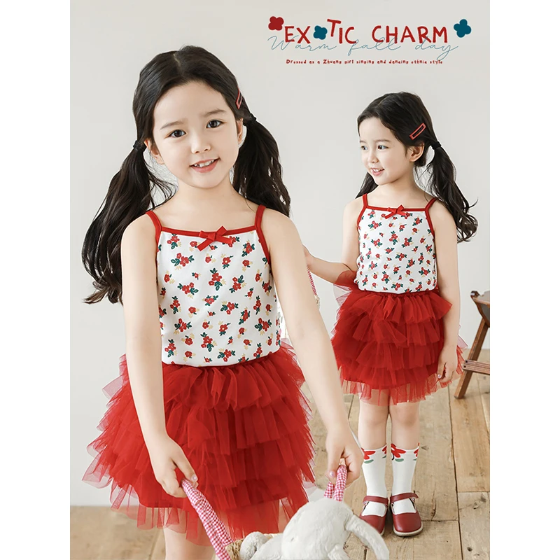 YOEHYAUL/幼悠【田园野花】夏肆波下宝宝女童薄款碎花吊带潮 X4893