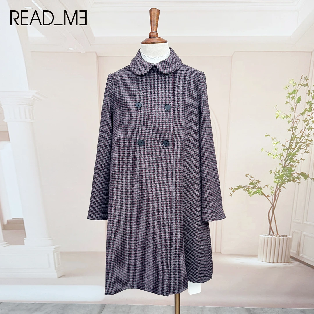 READMEG10915388 女适中保暖格纹格子呢大衣冬季毛呢外套秋季秋冬
