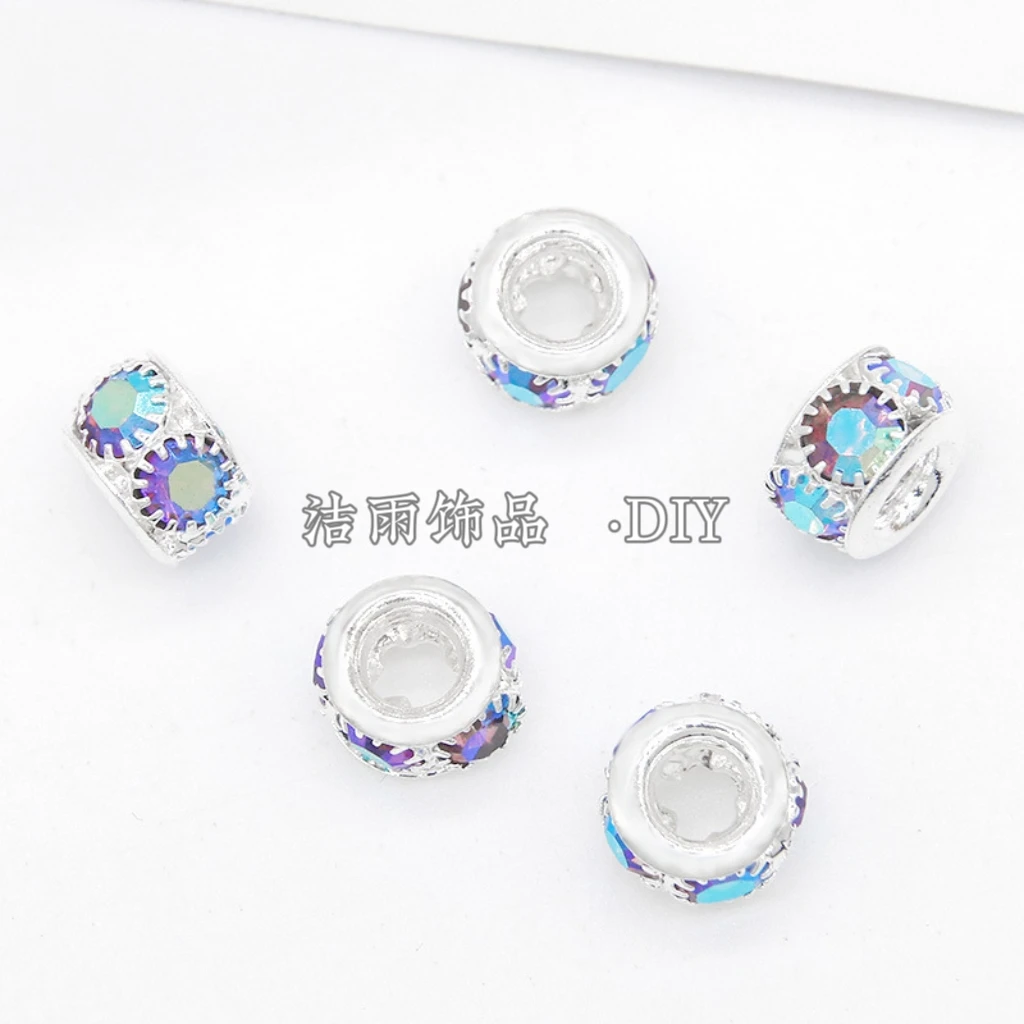 (洁雨饰品 DIY)  P245  铜镶钻ab彩车轮隔珠