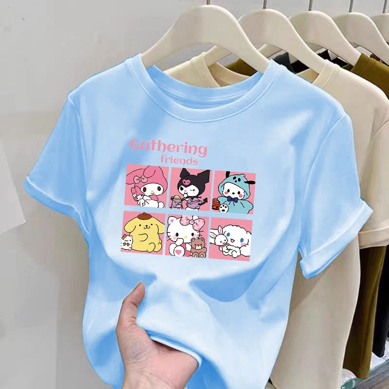 女童纯棉库洛米短袖女新款夏季短袖宽松T恤印花夏装洋气百搭短袖