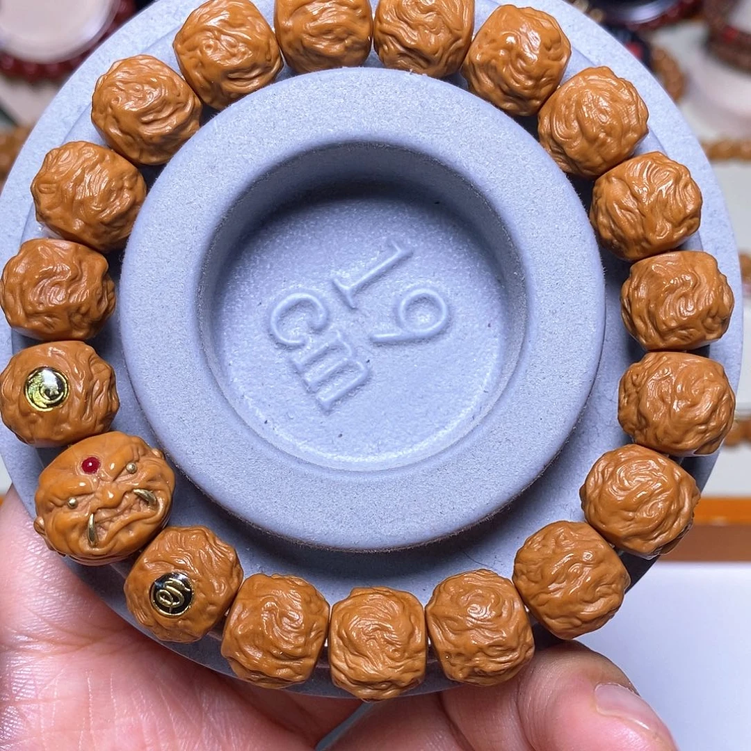 猴头核桃手串恶僧精工龙蛇之变尺寸13+聚宝盆67