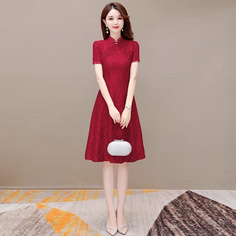 改良旗袍年轻高端气质连衣裙夏2025喜婆婆婚宴装妈妈礼服平时可穿