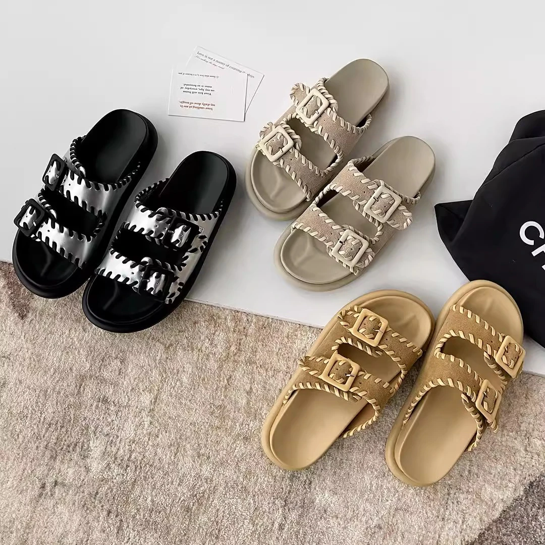 勃肯拖鞋女鞋外穿2025轻奢鞋子多巴胺百搭凉拖银色厚底小香风凉鞋