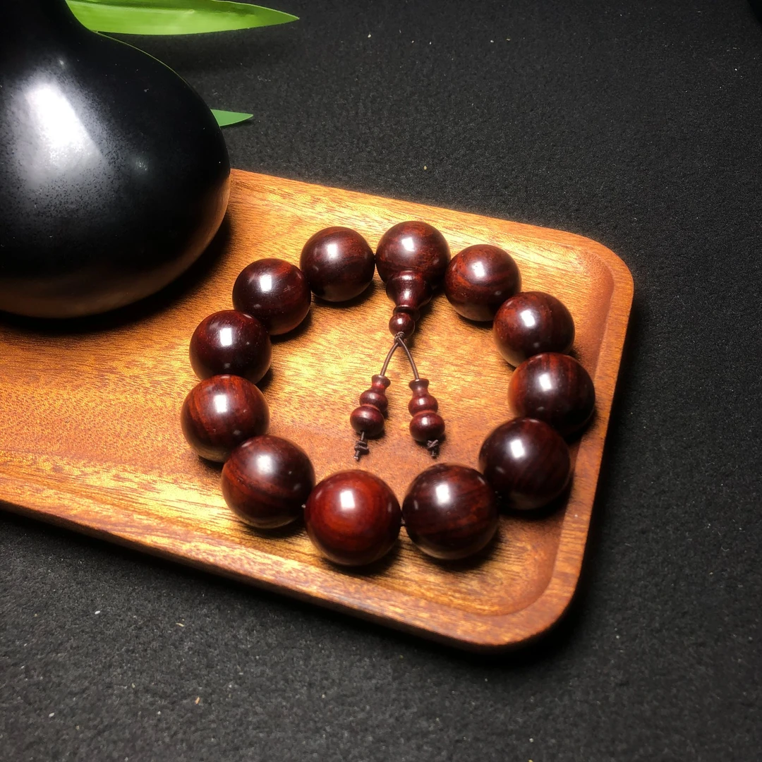 印度小叶紫檀手串高油密老料檀香木佛珠手链男女款108颗文玩念珠