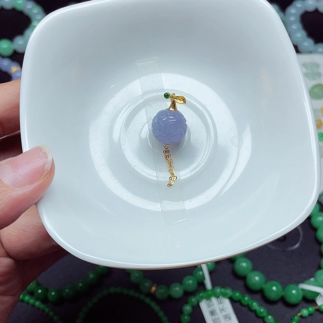翡翠18K金镶嵌手链天然缅甸翡翠A货卡12.3