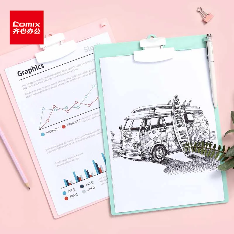 齐心A4写字板夹文件夹资料夹竖式试卷文件学生书写办公垫板带刻度