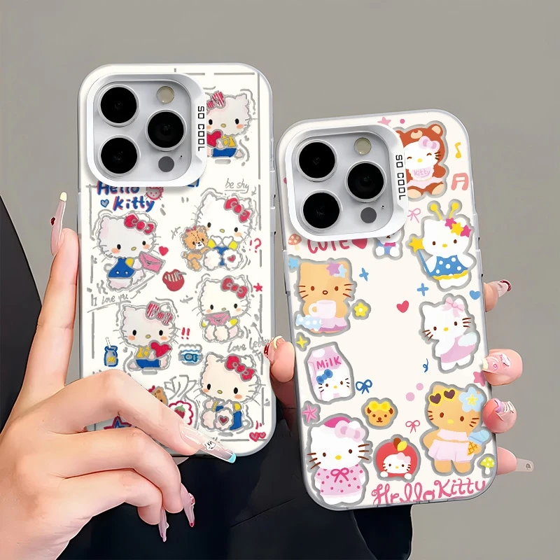 可爱凯蒂猫适用苹果iPhone华为小米oppo手机壳少女镭射防摔卡通