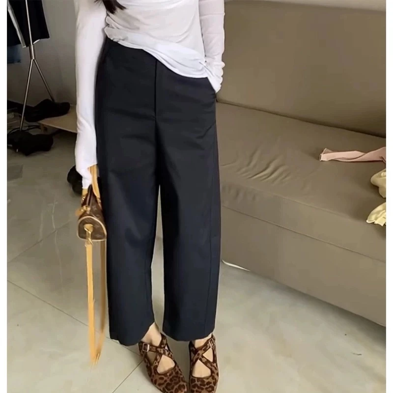 欧货休闲裤女2025夏季新款小个子高腰显瘦大码宽松百搭九分直筒裤