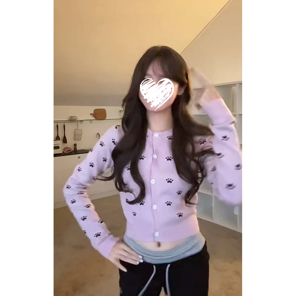 秋季针织开衫毛衣女休闲显瘦短款外套+直筒高腰休闲裤 60805