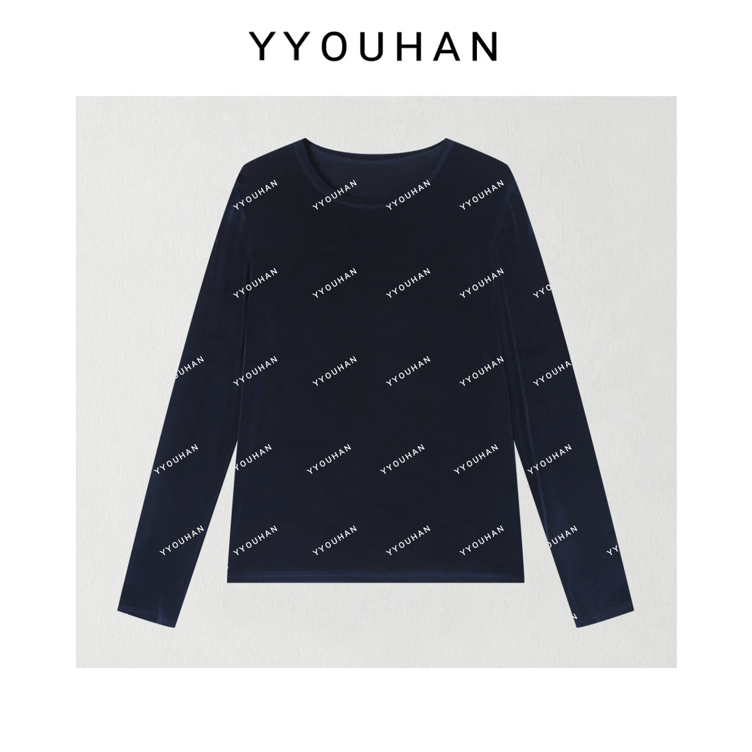 YYOUHAN 2025新款小众设计简约透气休闲醋酸长袖T恤 2508C4961