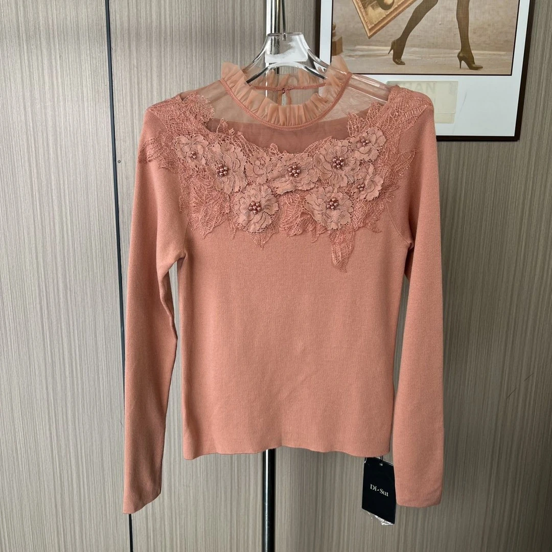 6648撤柜DS长袖打底2025新款洋气上衣秋冬拼接