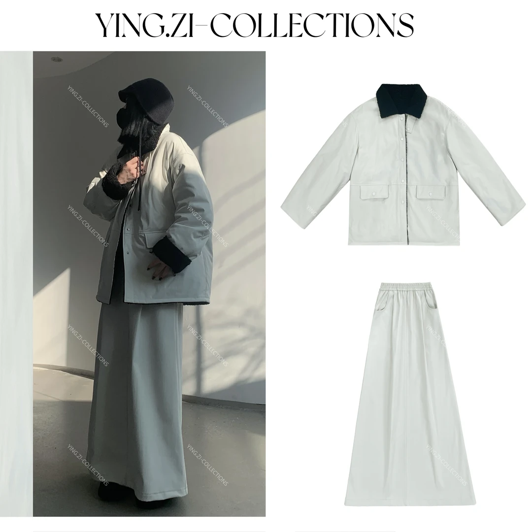 Ying-Zi【知暖】加绒加厚套装裙外套百搭