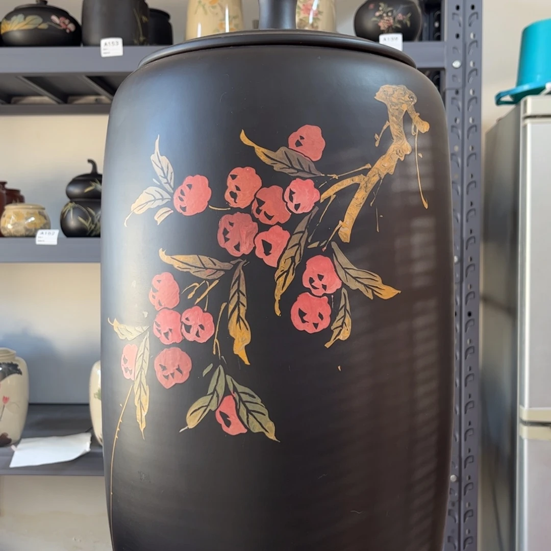 正品红泥哑光彩填3号茶缸59cm高