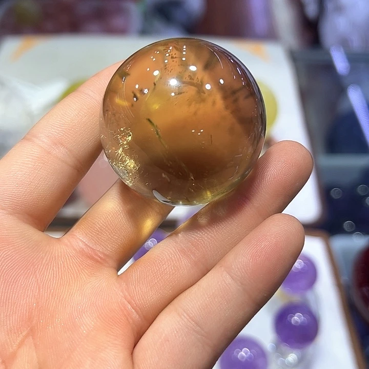 黄晶天然水晶球未镶嵌