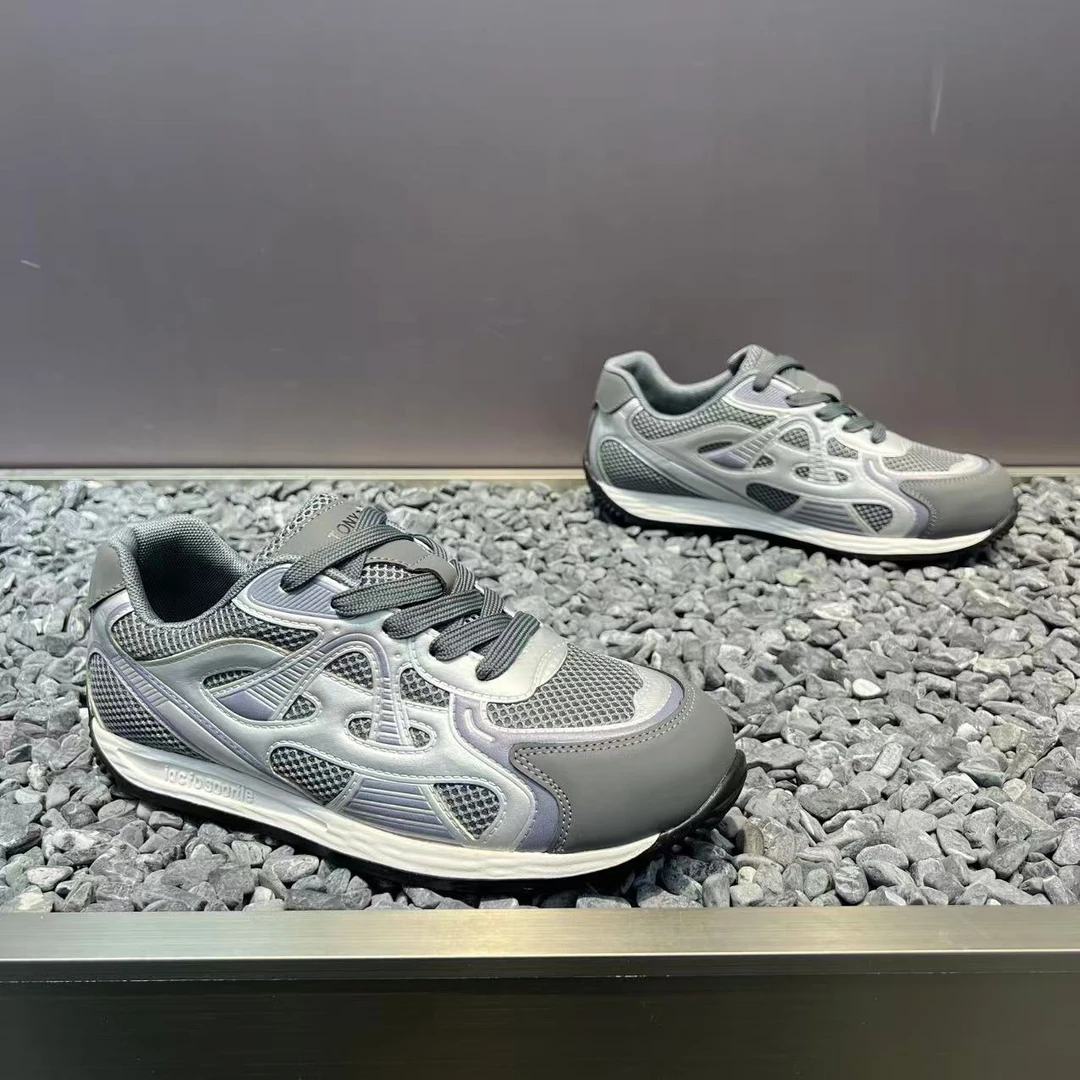 2025夏季新款低帮厚底网面透气男款阿甘鞋时尚潮流舒适百搭系带鞋