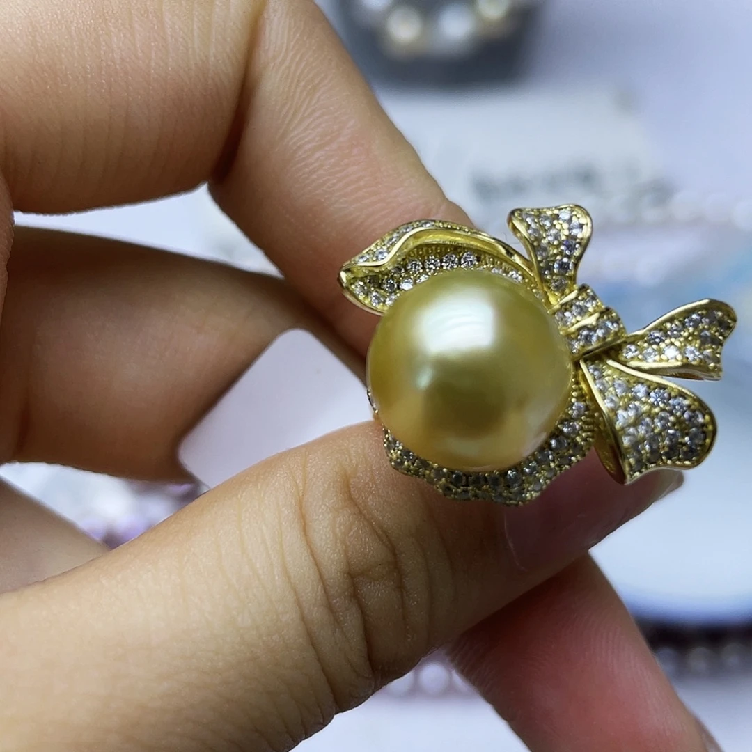 银S925镶嵌戒指海水珍珠