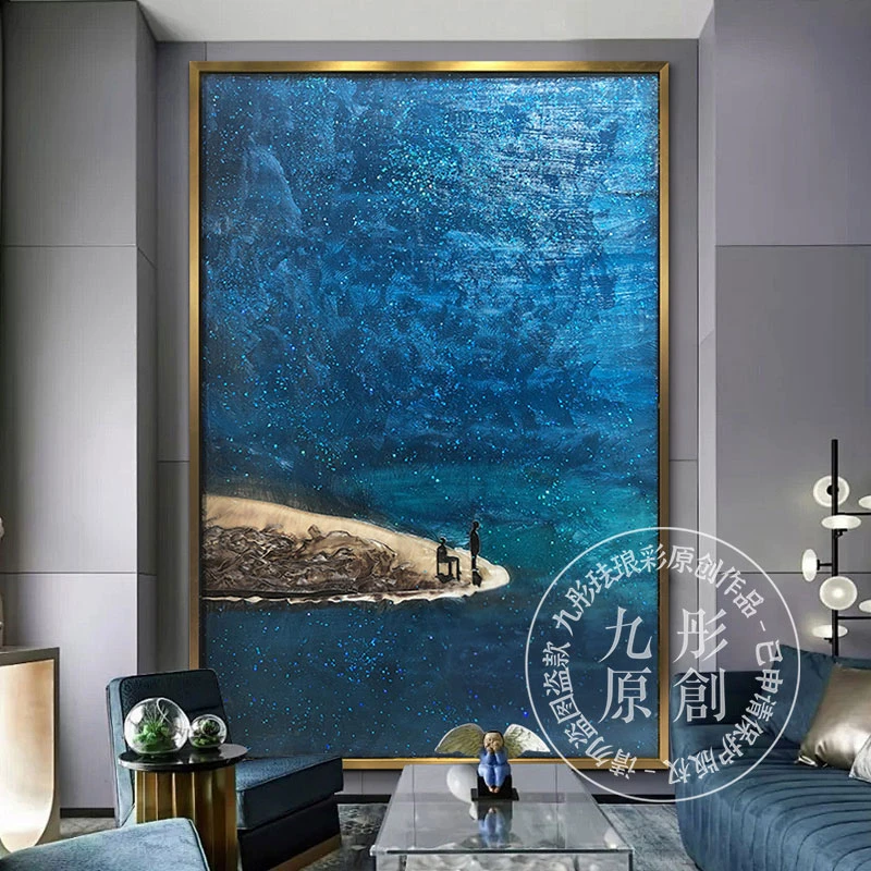 珐琅画玄关装饰画客厅走廊过道挂画酒店壁画主卧床头星海幽梦