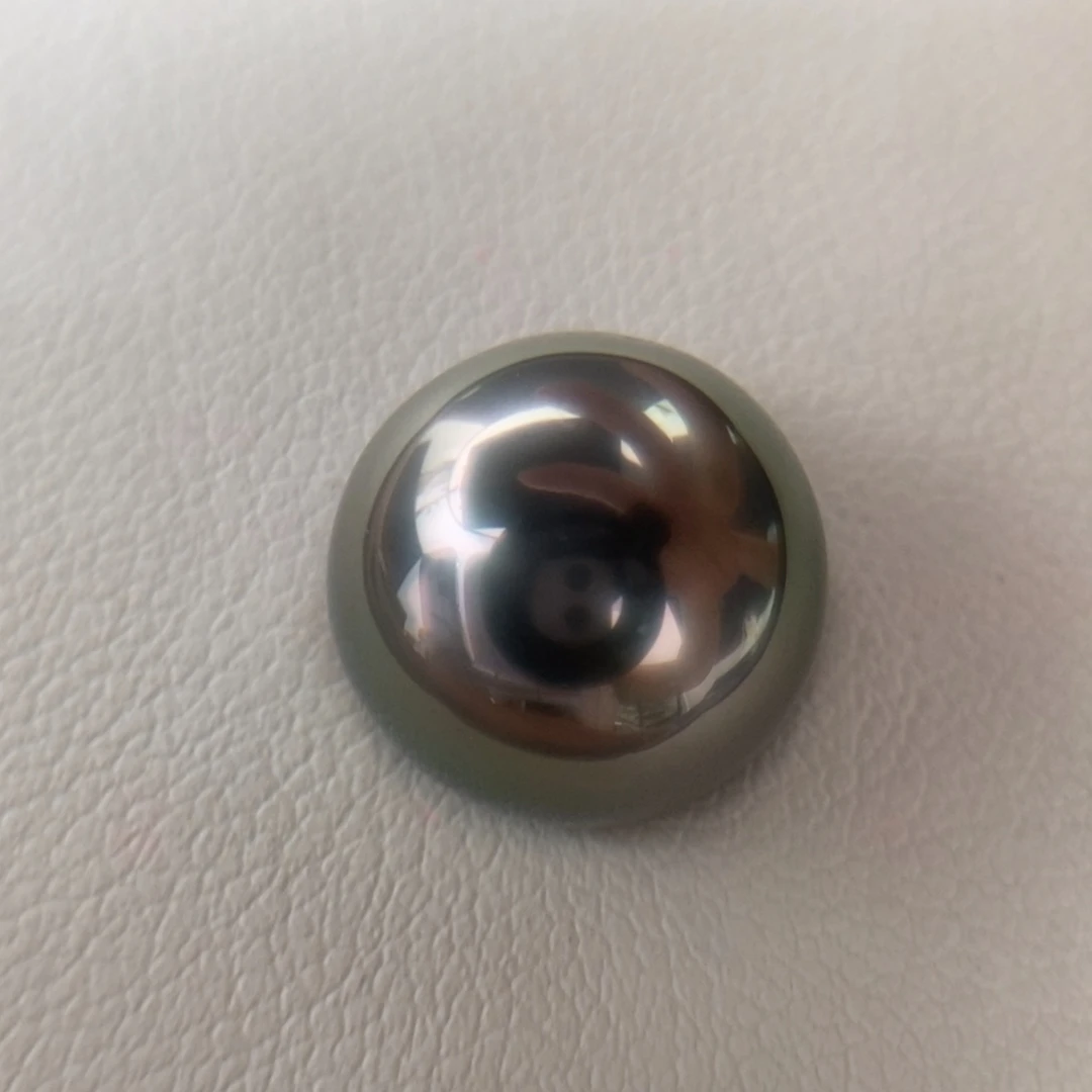 未镶嵌海水珍珠吊坠12.6mm正圆孔雀绿镜面光