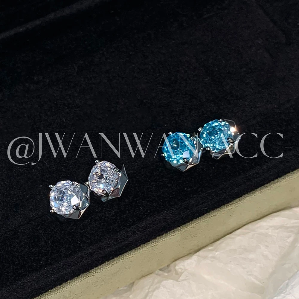 铜合金锆石耳饰 一粒玫瑰.单钻玫瑰切蜂巢闪钻耳钉